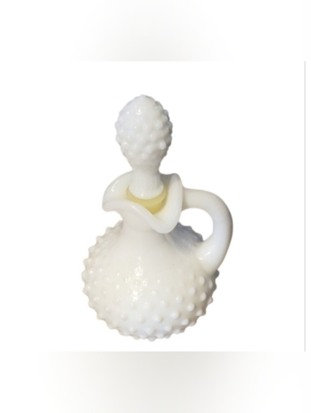 Avon White Hobnail Ceramic Decanter